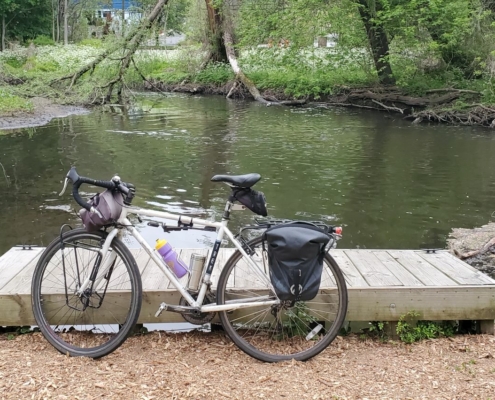 Bike next to Saw Mill River